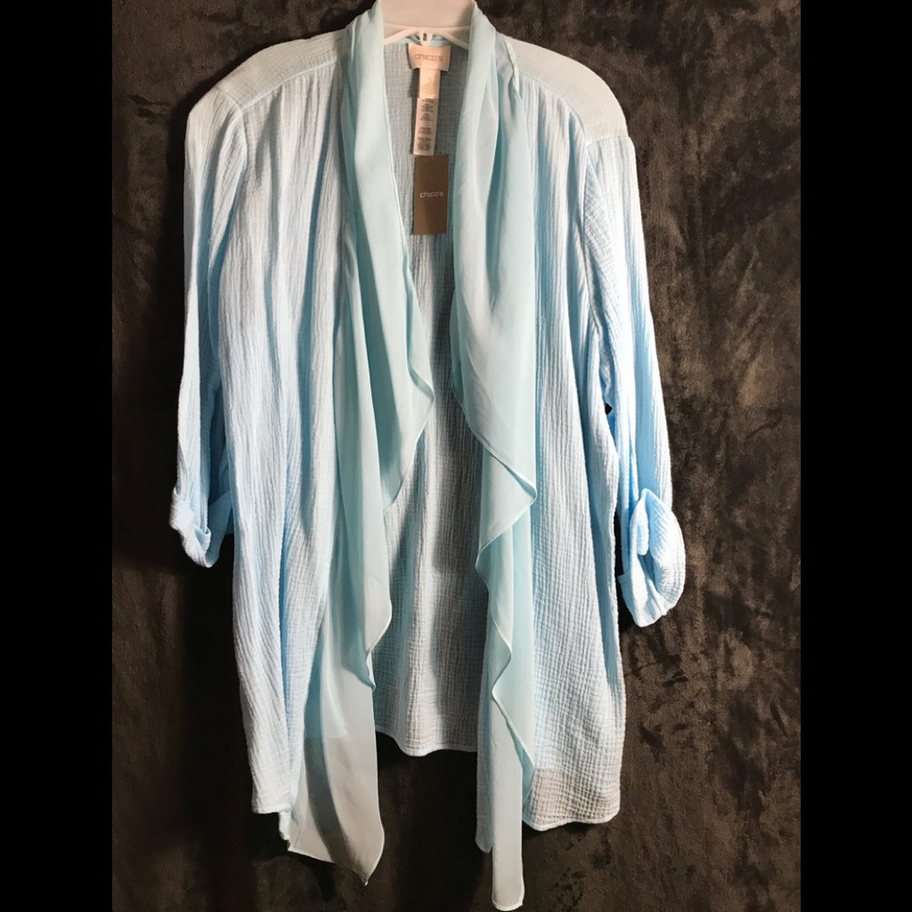 Chico’s light blue jacket